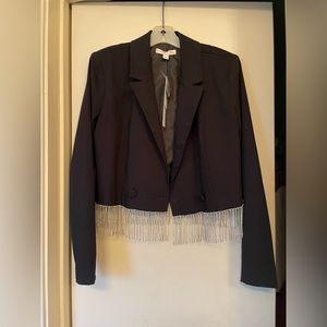 Cropped Rhinestone Blazer